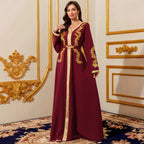 Lace Long-Sleeve Maxi Dress, Burgundy
