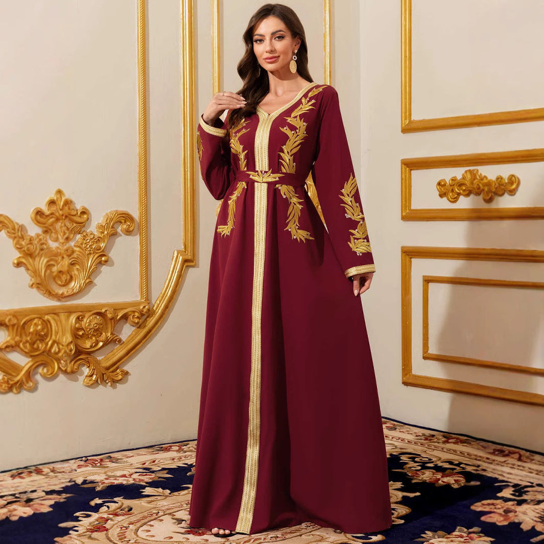 Lace Long-Sleeve Maxi Dress, Burgundy