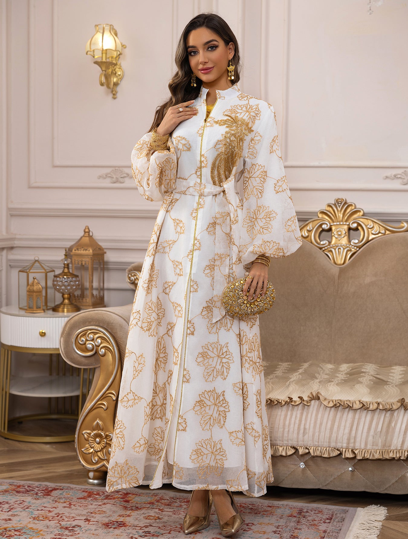 Embroidered Jalabiya Evening Gown