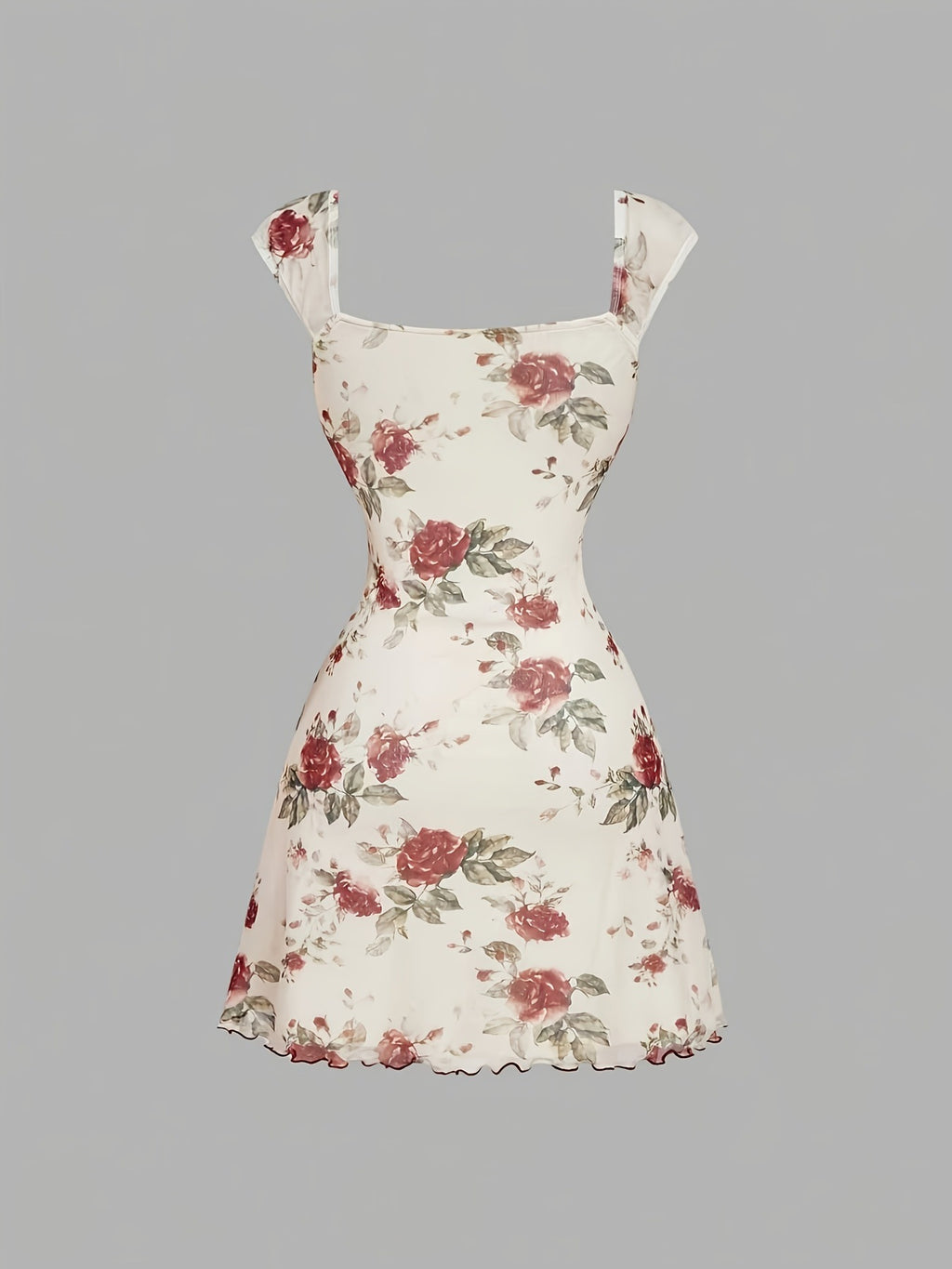 Floral Square-Neck Mini Dress