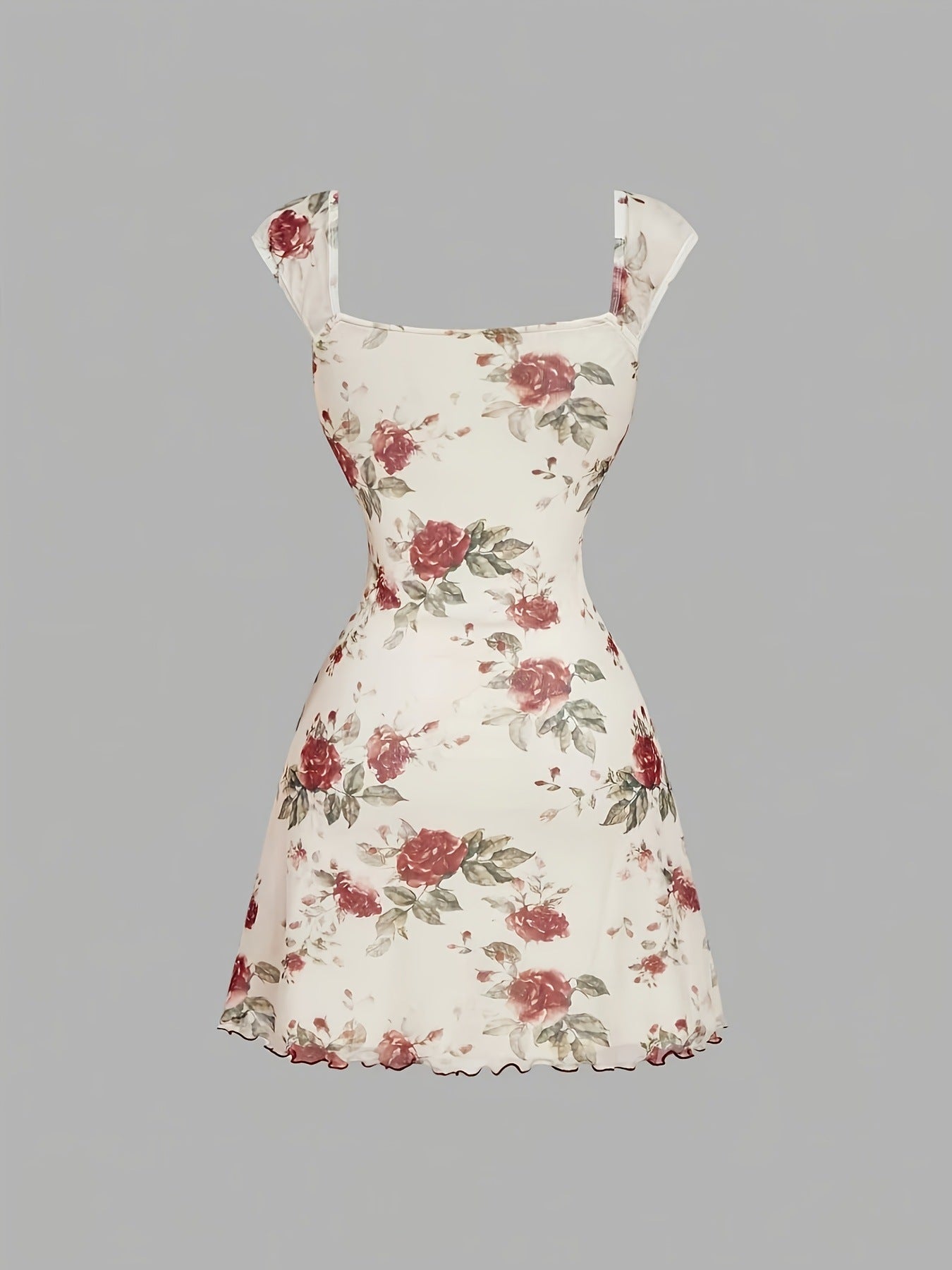 Floral Square-Neck Mini Dress