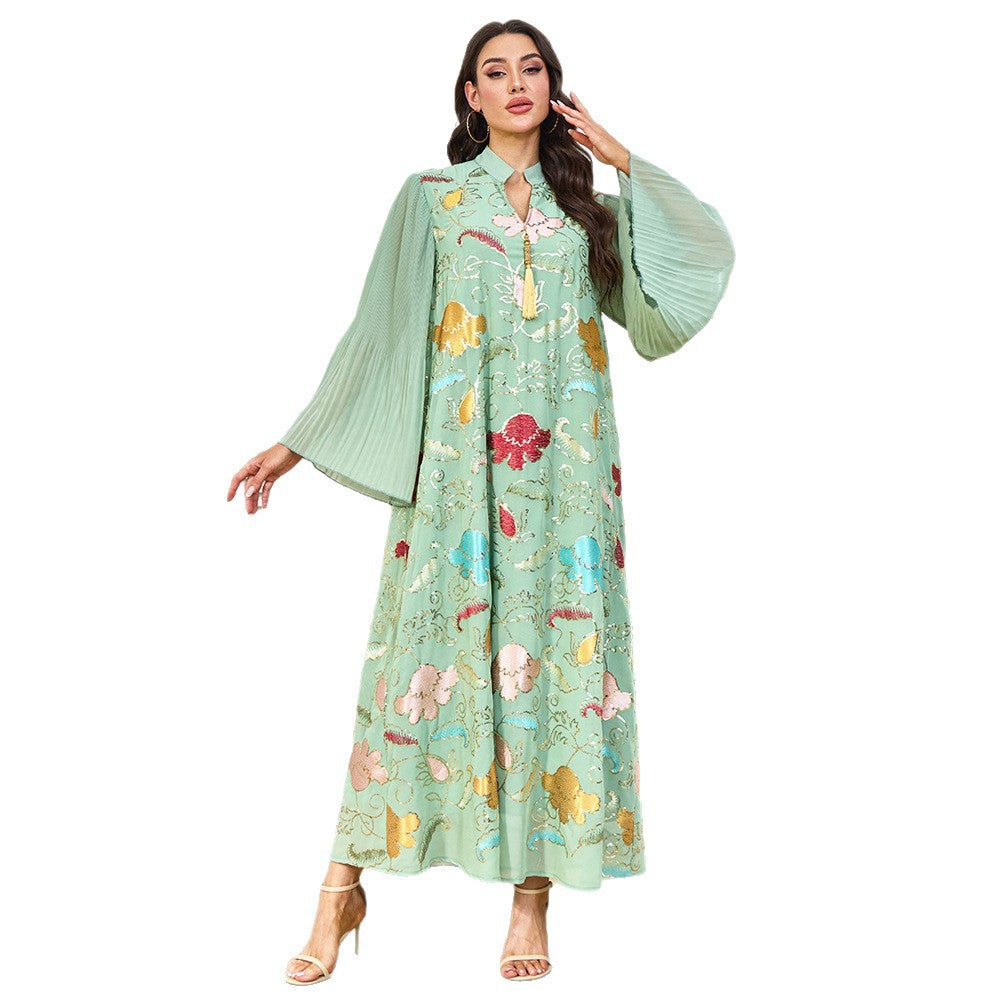 Embroidered Beaded Tassel Maxi Dress Main image
