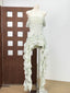 Irregular Fringe Flared Strap Maxi Dress for Women, High Waist