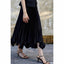 Satin Petal-Ruffle Pleated Midi Skirt for Women
