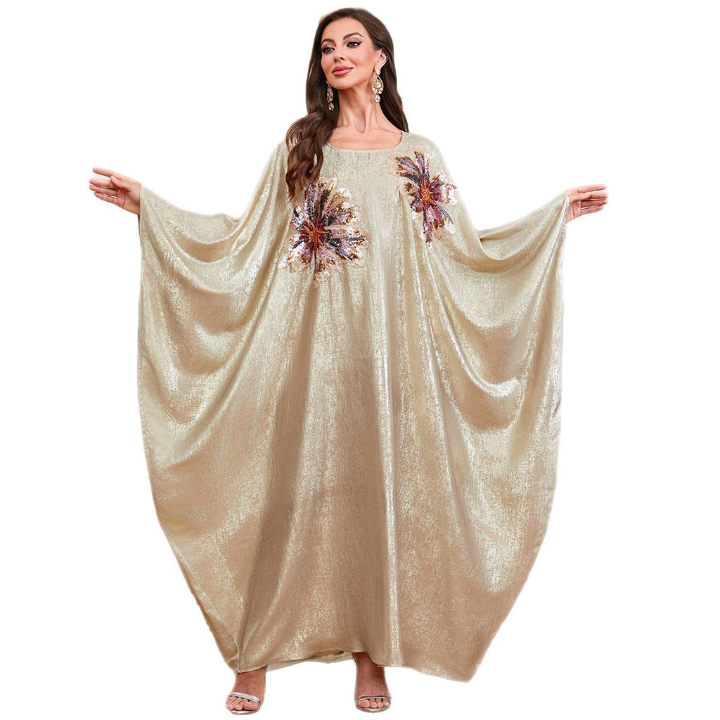 Applique Batwing Loose Maxi Dress