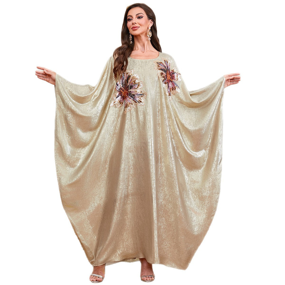 Applique Batwing Loose Maxi Dress
