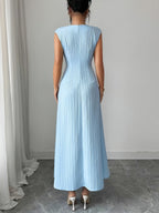 Pleated V-Neck Maxi Dress