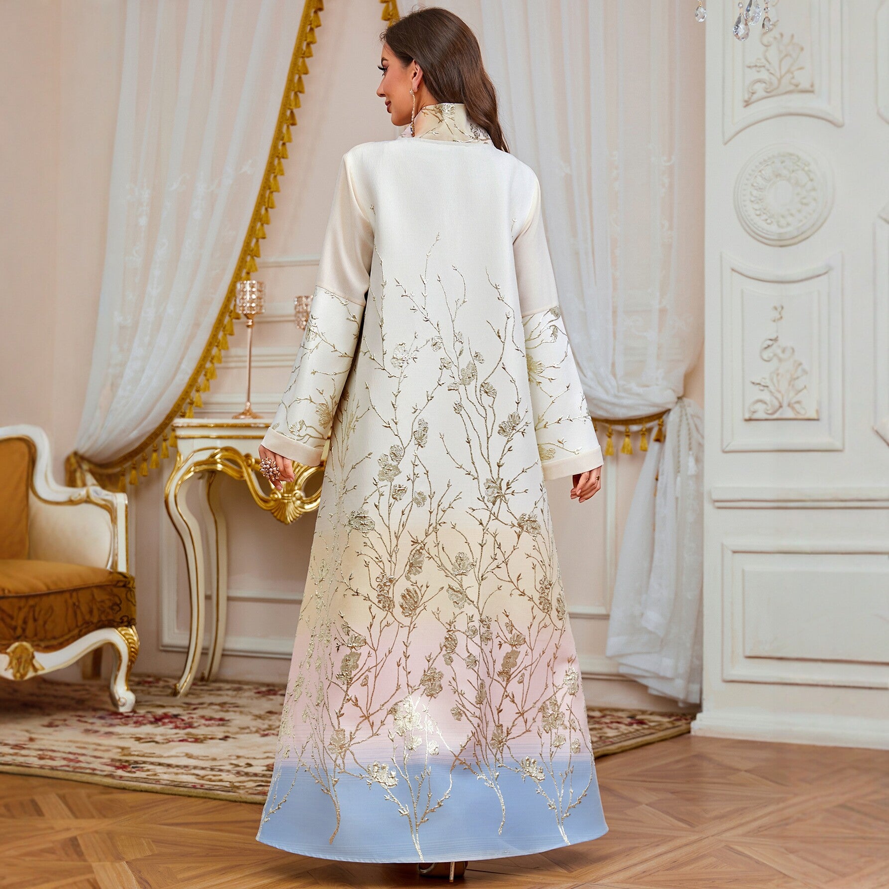 Floral Robe Long-Sleeve Maxi Dress Secondary image