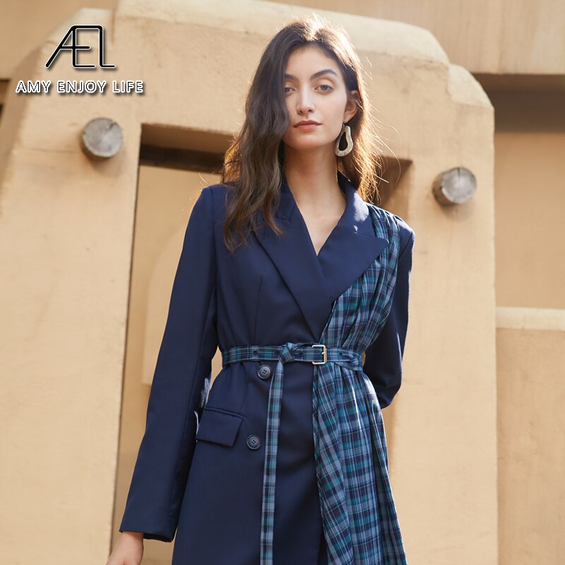 Lace-Up V-Neck A-Line Patchwork Dress for Women