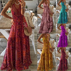 Floral Print V-Neck Maxi Dress