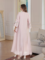 Embroidered Floral Robe Maxi Dress