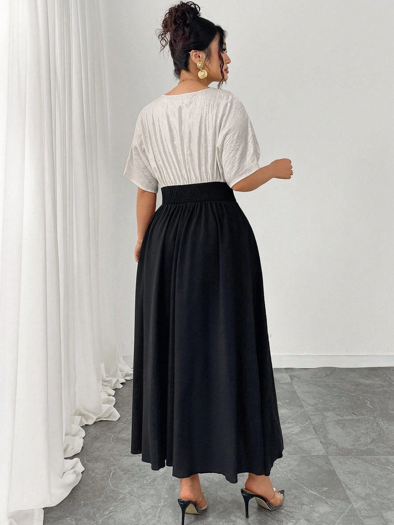 A line dress styled for party wear