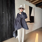 Handmade Layered Pleated Statement Coat for Women, Open Front