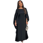 Shiny Satin Belted Maxi Dress