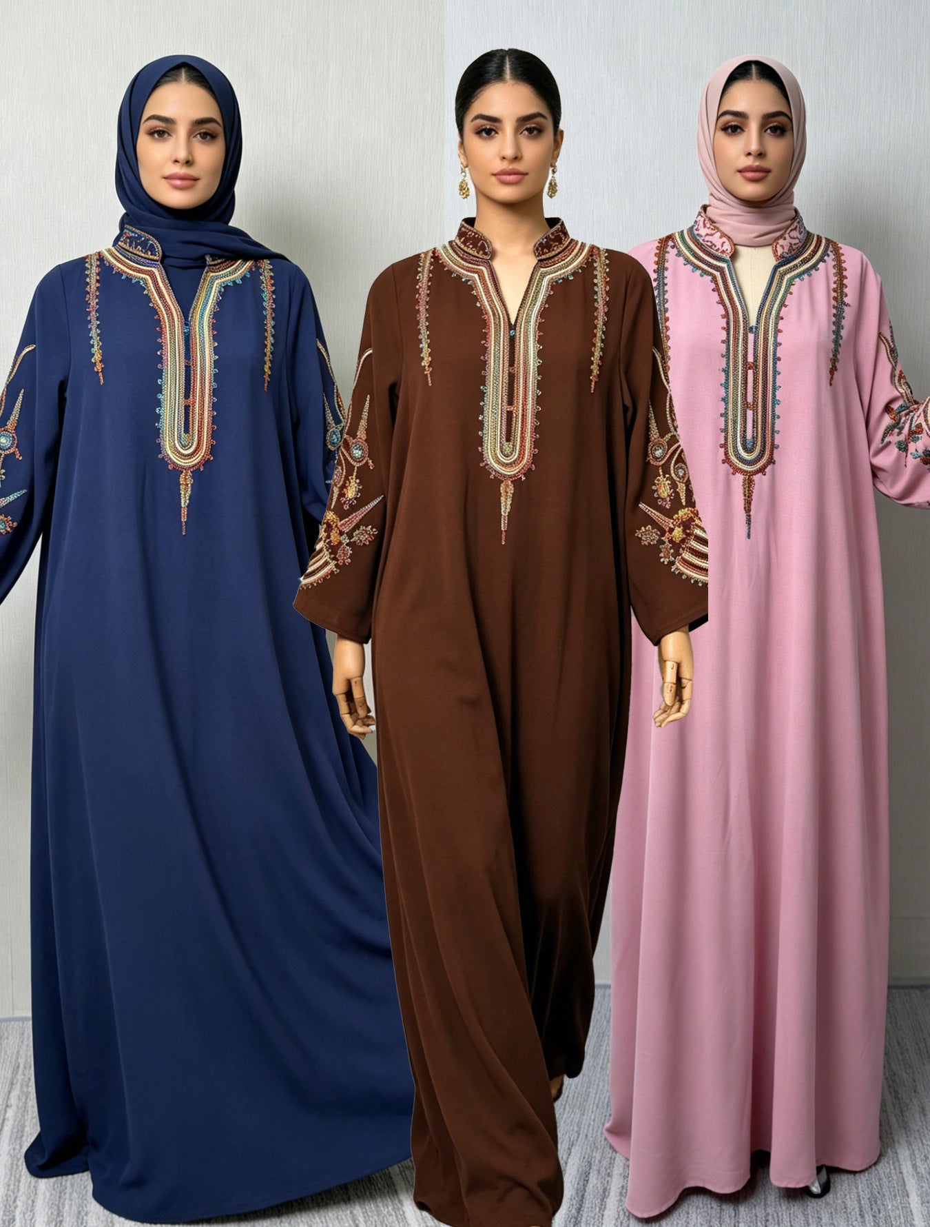 Embroidered Robe Dress