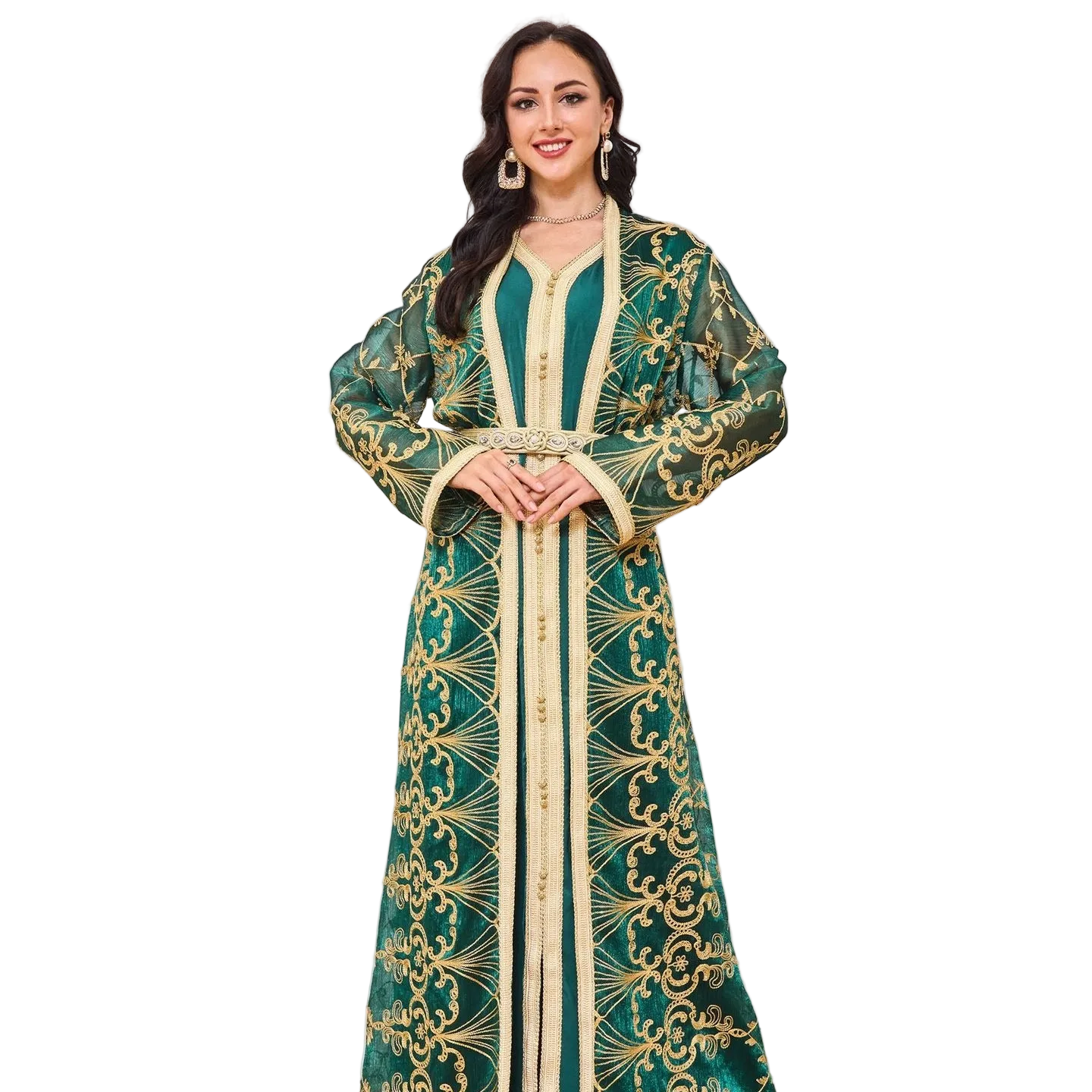 Embroidered Long Cardigan Two-Piece Set for women with long sleeves Main image
