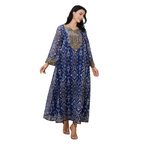 Blue V-Neck Long-Sleeve Maxi Dress for women with V neck and long sleeves