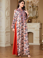 Orange Embroidered Robe Maxi Dress