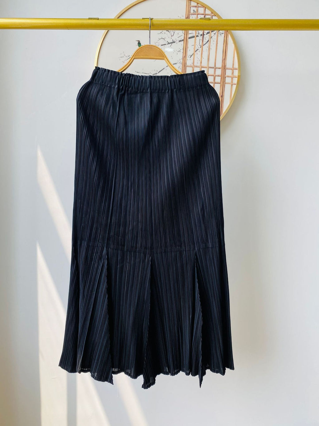 Pleated Fishtail A-Line Maxi Skirt for Women, One Size
