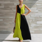 Colour-Block Halter Maxi Dress