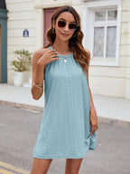 Eyelet sleeveless mini dress, feminine summer dress by Vilmere
