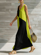 Color-Block Halter Maxi Dress