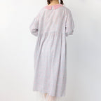 Floral Lace-Up Peter Pan Collar Maxi Dress for Women, Long Sleeve