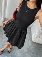 Ruched sleeveless mini dress in black, fitted bodycon party dress by Vilmere
