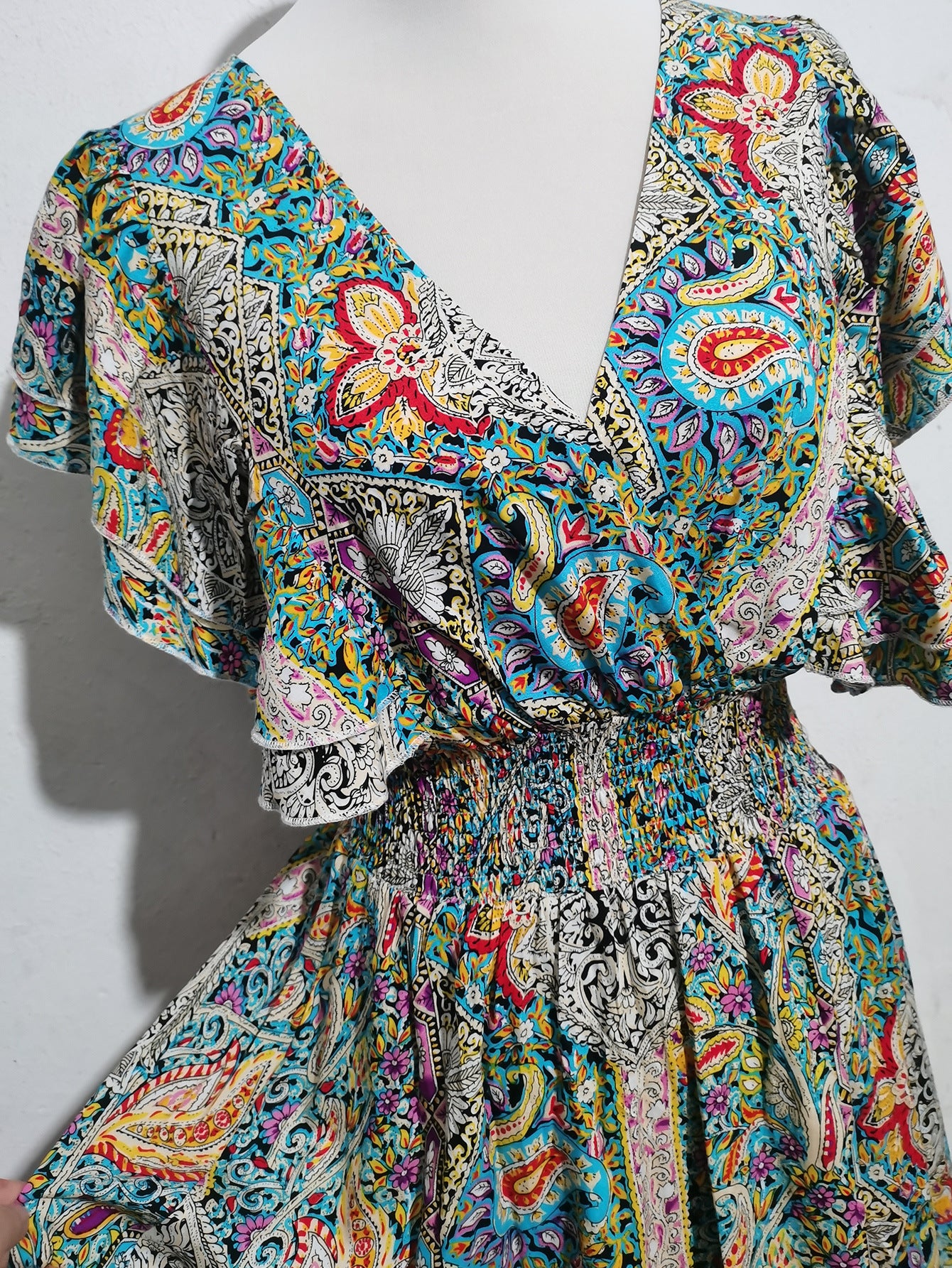 Printed V-Neck Maxi Dress