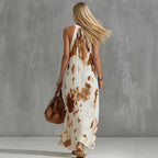 Tie-Dye Deep V-Neck Sleeveless Swing Maxi Dress for Women
