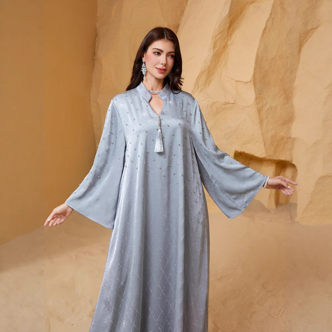 V-Neck Long-Sleeve Maxi Dress