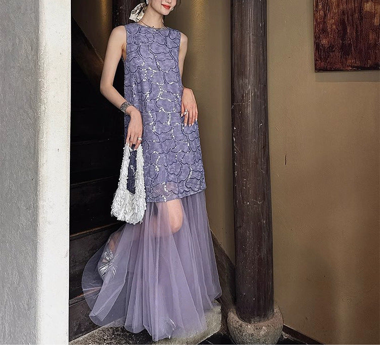 Beaded Chiffon Maxi Dress