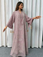 Long-Sleeve Embroidered Floral Maxi Dress