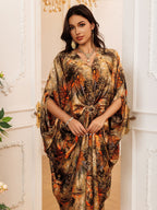 Printed Crew-Neck Maxi Dress