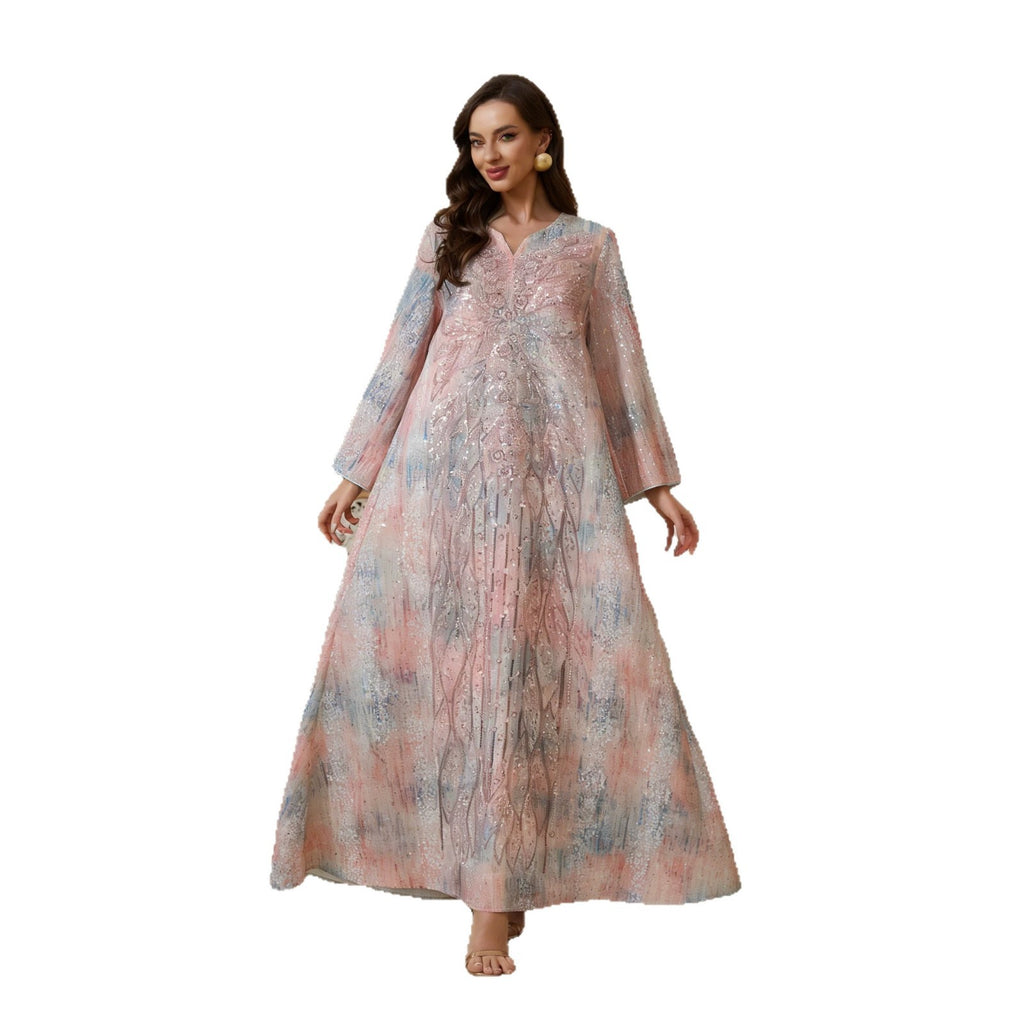 Pink Pearl Embroidered Maxi Dress