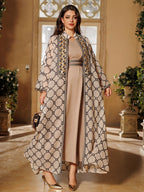 Embroidered Maxi Dress & Vest Set