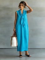 Tie-Waist V-Neck Maxi Dress