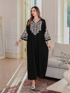 Embroidered Floral Robe Maxi Dress