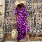 Bohemian Print Long Sleeve Flowy Maxi Dress for Women