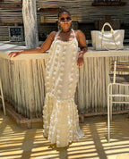 Ivory Strapless Cake Maxi Dress