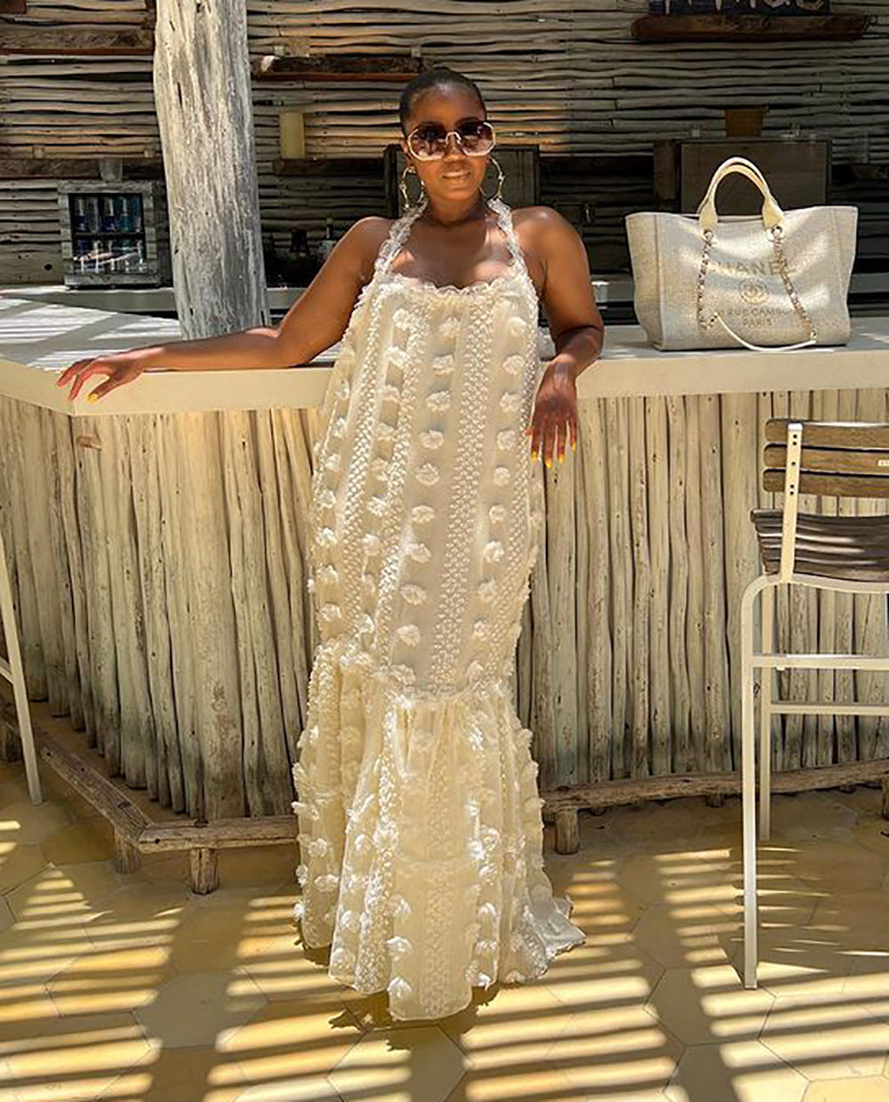 Ivory Strapless Cake Maxi Dress