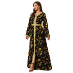 Long-Sleeve Printed Maxi Dress