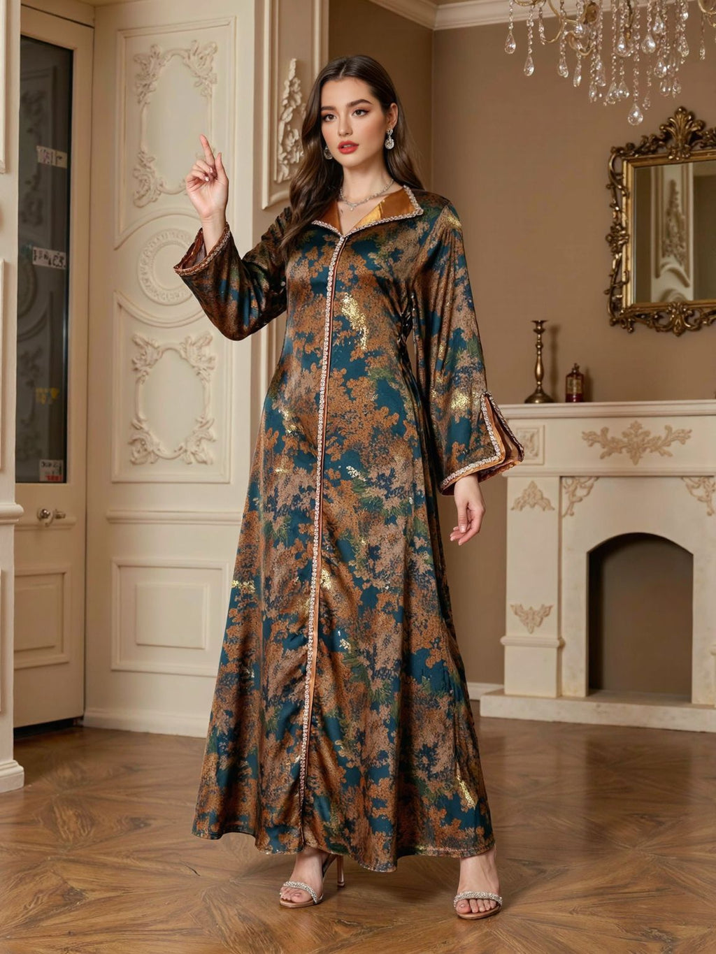 Printed Beaded Maxi Dress