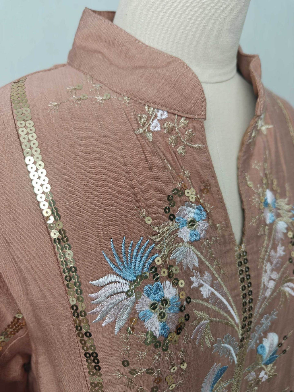 Floral Embroidered V-Neck Maxi Dress