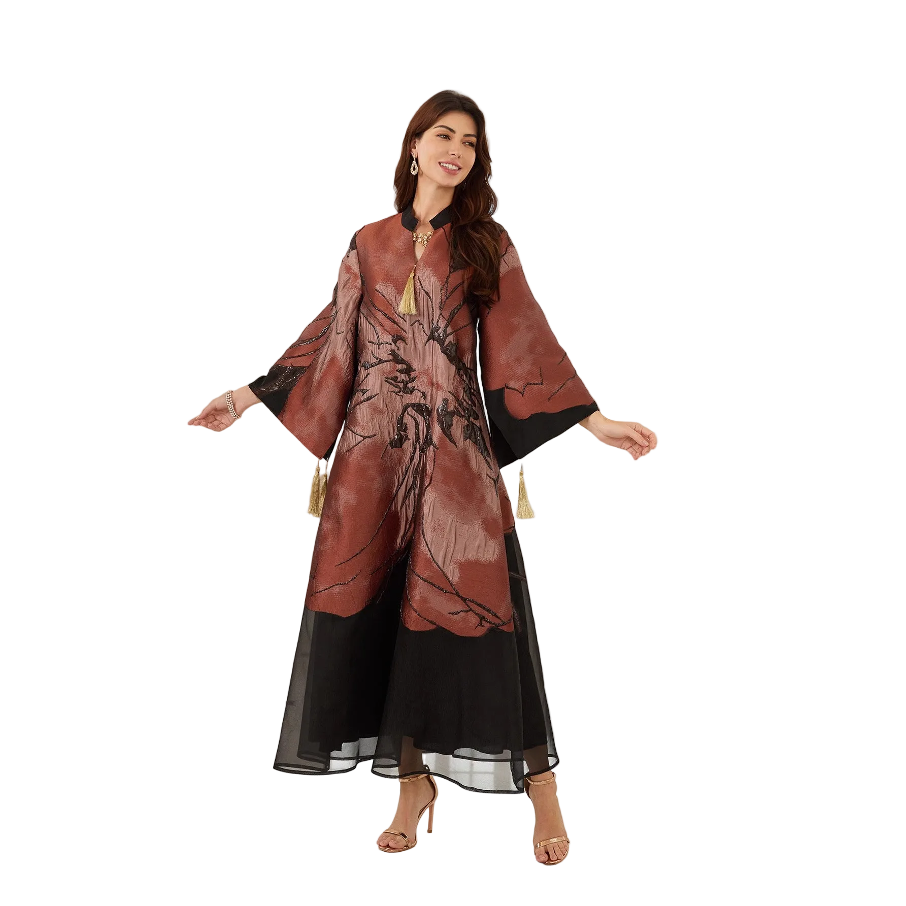 Embroidered Tassel Maxi Dress for women Main image