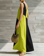 Color-Block Halter Maxi Dress