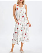 Floral Print Sleeveless Round-Neck Maxi Dress for Women