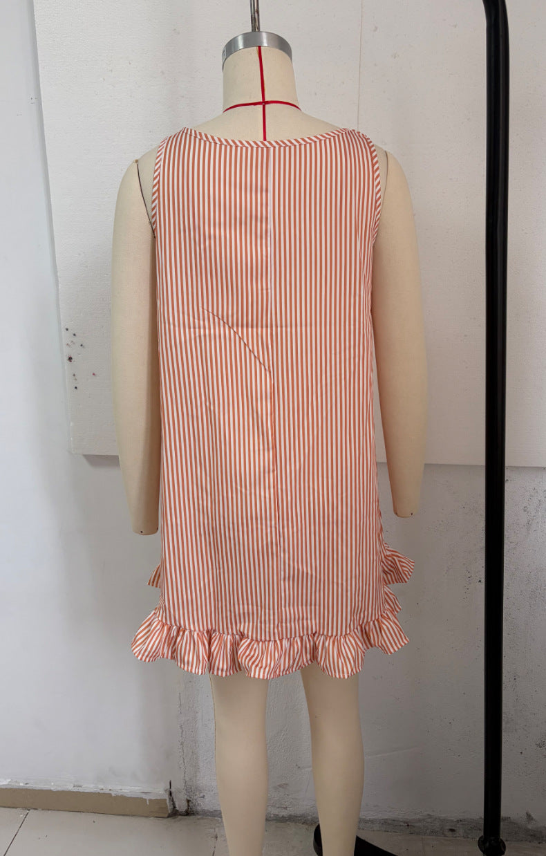 Striped Ruffle Mini Dress