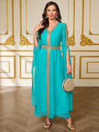 Shawl-Sleeve Robe Maxi Dress