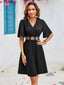 Flutter sleeve mini dress in black, feminine A-line dress by Vilmere